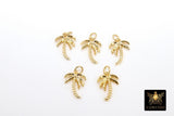 Palm Tree Charms, 2 Pc Small Gold Coconut Tree Pendants #194, Minimalist Beach Nautical Jewelry 11 x 15 mm