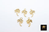 Palm Tree Charms, 2 Pc Small Gold Coconut Tree Pendants #194, Minimalist Beach Nautical Jewelry 11 x 15 mm