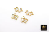 CZ Mini Butterfly Charms, Cubic Zirconia Small Butterflies #2734, High Quality Huggie Tiny Gold Crystal Charms in 13 Colors