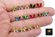 CZ Mini Butterfly Charms, Cubic Zirconia Small Butterflies #2734, High Quality Huggie Tiny Gold Crystal Charms in 13 Colors