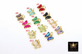 CZ Mini Butterfly Charms, Cubic Zirconia Small Butterflies #2734, High Quality Huggie Tiny Gold Crystal Charms in 13 Colors