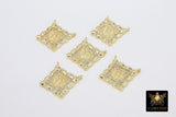 CZ Pave Gold Scapular Connectors, Small Square Jesus Pendants #643, Virgin Mary Religious Charms