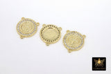 CZ Pave Jesus Connectors, Gold Cross Rosary Centers #561, St. Benito Charm Links