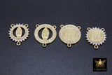 CZ Pave Mary Connectors, Gold Cross Rosary Centers #569, St. Benito Charm Links
