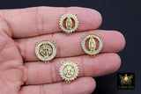 CZ Pave Mary Connectors, Gold Cross Rosary Centers #569, St. Benito Charm Links
