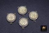 CZ Pave Mary Centers, Gold Cross Religious Connectors #569, Jesus Charm Links