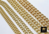 Gold Cuban Curb Chain, Gold Stainless Steel Heavy Chain CH# 241, Flat Miami Diamond Cut