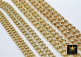 Gold Cuban Curb Chain, Gold Stainless Steel Heavy Chain CH# 241, Flat Miami Diamond Cut
