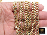 Gold Cuban Curb Chain, Gold Stainless Steel Heavy Chain CH #241, Flat Miami Diamond Cut