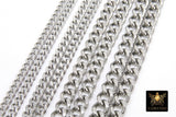 Silver Cuban Curb Chain, Stainless Steel Heavy Flat Miami Chain CH# 242, Diamond Cut Chains