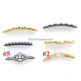 CZ Micro Pave Bar Connectors, Gold Plated Bracelet Links, Weave Filigree Baguettes