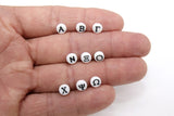 Greek Alphabet Acrylic Beads, Initial Letters in White and Black Letters, 200 Pc Oval Initial Sorority Bracelet beads