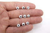 Greek Alphabet Acrylic Beads, Initial Letters in White and Black Letters #802, 200 Pc Oval Initial Sorority Bracelet beads