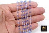 Tanzanite Crystal Rosary Chain, Silver Plated Royal Blue CH #511, Sapphire Crystal 4 mm Beaded Jewelry Chains