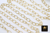 Silver Oval Chain, Gold Flat Oval Cable Chains CH #202, Unfinished 8 x 10 mm Gold Rolo Oblong Paperclip Chains