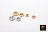 Gold Spacer Beads, 4 Pc CZ Rondelle Spacer Rose Donut #2750, 6/8/10 mm Round Disc Wheels