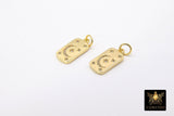 Gold CZ Pave Star Rectangle Charms, Small Moon Box Pendant #728, Starburst Huggie Charms