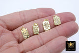 Gold CZ Pave Star Rectangle Charms, Small Moon Box Pendant #728, Starburst Huggie Charms