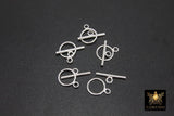 925 Sterling Silver Toggle Clasp Set, 16 x 12 mm Toggle Ring #743, 20 mm Flat T Bar Stamped 925 Clasps