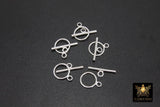 925 Sterling Silver Toggle Clasp Set, 16 x 12 mm Toggle Ring # 743, 20 mm Flat T Bar Stamped 925 Clasps
