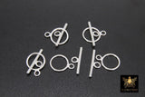 925 Sterling Silver Toggle Clasp Set, 16 x 12 mm Toggle Ring #743, 20 mm Flat T Bar Stamped 925 Clasps