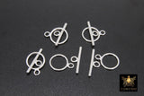 925 Sterling Silver Toggle Clasp Set, 16 x 12 mm Toggle Ring #743, 20 mm Flat T Bar Stamped 925 Clasps