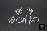 925 Sterling Silver Toggle Clasp Set, 16 x 12 mm Toggle Ring # 743, 20 mm Flat T Bar Stamped 925 Clasps