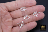925 Sterling Silver Toggle Clasp Set, 16 x 12 mm Toggle Ring # 743, 20 mm Flat T Bar Stamped 925 Clasps