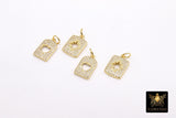 CZ Pave Gold Heart Charms, Rectangle Starburst Charms #753, Mini Square Star Charms for Bracelets