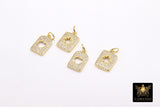 CZ Pave Gold Heart Charms, Rectangle Starburst Charms #753, Mini Square Star Charms for Bracelets