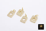 CZ Pave Gold Heart Charms, Rectangle Starburst Charms #753, Mini Square Star Charms for Bracelets