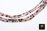 Natural Tourmaline Beads, Faceted Multi Mixed Tourmaline Beads BS #128, Genuine Jewelry Beads sizes 3 mm or 4 mm 15.5 inch Long Strands