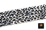 Tibetan Natural Faceted Agate Beads, DZI Agate Black and White Color Beads BS# 130, sizes 6 mm 8 mm 10 mm 15 inch FULL Strands