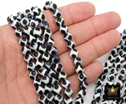 Tibetan Natural Faceted Agate Beads, DZI Agate Black and White Color Beads BS #130, sizes 10 mm 15 inch FULL Strands