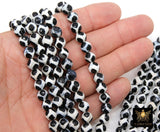 Tibetan Natural Faceted Agate Beads, DZI Agate Black and White Color Beads BS# 130, sizes 6 mm 8 mm 10 mm 15 inch FULL Strands