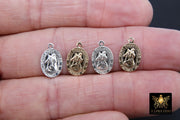 14 K Gold filled St Christopher Charm, Oval 925 Sterling Silver  Bracelet Medals # 748, Protection Necklace