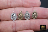 14 K Gold filled St Christopher Charm, Oval 925 Sterling Silver Bracelet Medals # 748, Protection Necklace