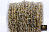 Natural Labradorite Gemstone Gold Chain, Gray 4 mm Jewelry Chain CH #337, 1 5 10 feet Religious Chain