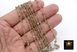 4 mm Natural Labradorite Chain, Gunmetal Black Wire Wrapped CH# 338, Beaded Genuine Labradorite Beads