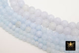 Soft Baby Blue White Beads, Smooth Round Light Blue Beads BS #119, size 6 mm 8 mm or 10 mm 16 inch FULL Strands