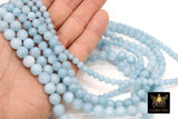 Powder Blue Beads, Smooth Round Light Blue Beads BS #120, size 6 mm 8 mm or 10 mm 16 inch FULL Strands