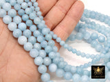 Powder Blue Beads, Smooth Round Light Blue Beads BS# 120, size 6 mm 8 mm or 10 mm 16 inch FULL Strands