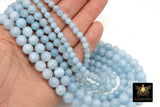 Powder Blue Beads, Smooth Round Light Blue Beads BS #120, size 6 mm 8 mm or 10 mm 16 inch FULL Strands