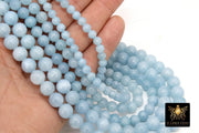 Powder Blue Beads, Smooth Round Light Blue Beads BS# 120, size 6 mm 8 mm or 10 mm 16 inch FULL Strands