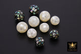 White or Black Round Beads, Natural Pearl Shell Round Beads #756, 10 mm or 12 mm Bead Spacers