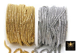 Stainless Steel Chain, 304 Gold, Silver Faceted Dainty Curb 5.5 mm Chains CH# 211