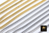Stainless Steel Chain, 304 Gold, Silver Faceted Dainty Curb 5.5 mm Diamond Cut Flat Chains CH# 211