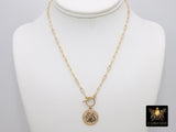 Protection Toggle Coin Necklace, Genuine 14 K Gold Filled Chain Necklace, St Christopher Medal Chunky Choker