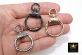 Gold Swivel Spring Gate Clasps, Silver or Black Spring Lock Push Clip #2764, Fob Jewelry Findings 29 mm