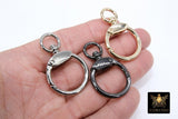 Gold Swivel Spring Gate Clasps, Silver or Black Spring Lock Push Clip #2764, Fob Jewelry Findings 29 mm